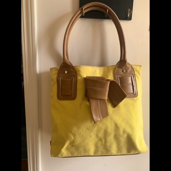 Tommy Hilfiger handbag, Yellow canvas w/leather - Picture 8 of 8